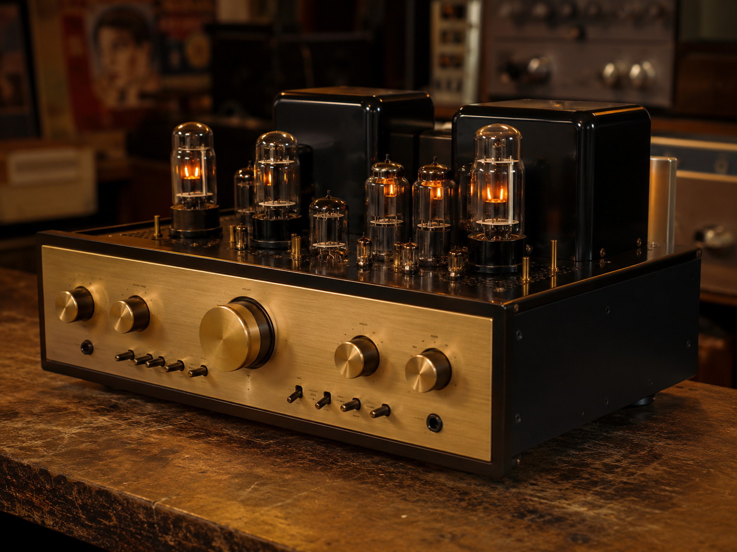 Fisher tube amplifier interior during power supply and bias evaluation