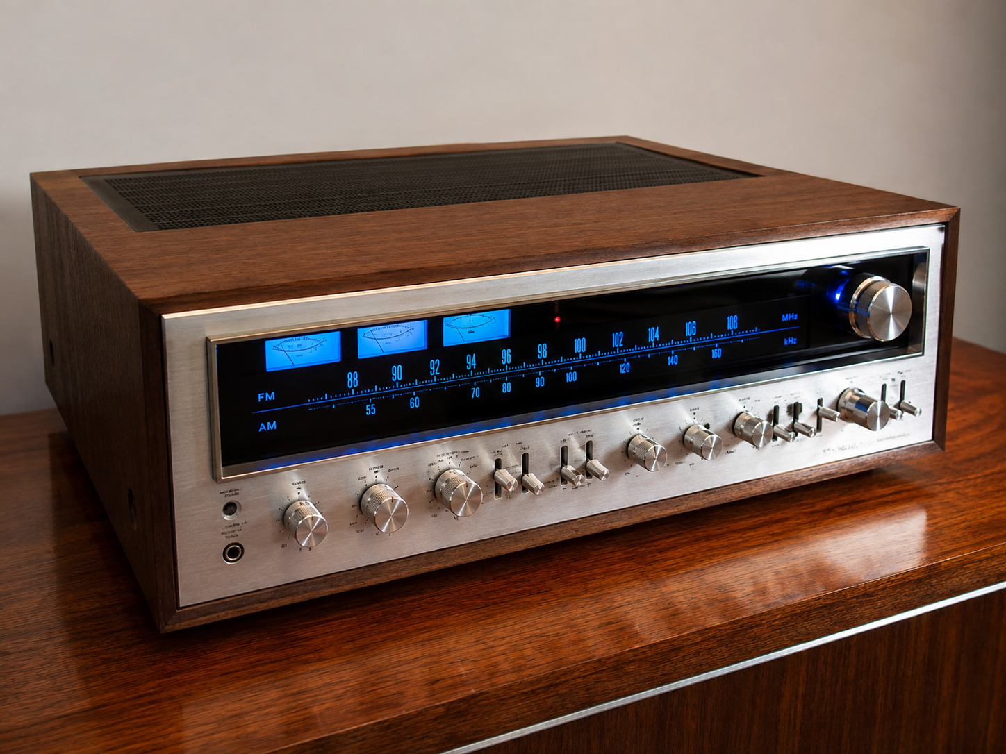 Pioneer SX-1050 receiver on test bench after relay path service